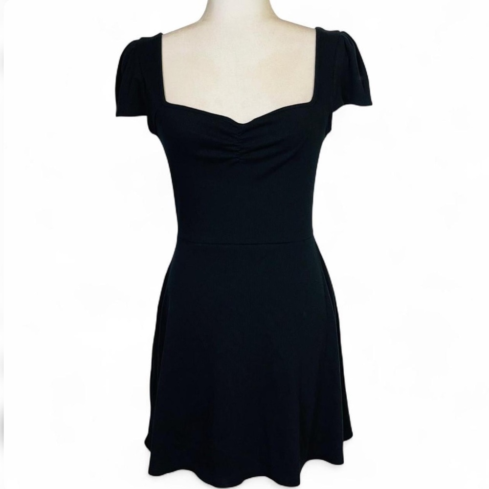 Wild Fable Size Medium M Black Mini Dress Ribbed Stretch Material Square Neck
